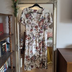 Vintage Floral Button-Down Dress